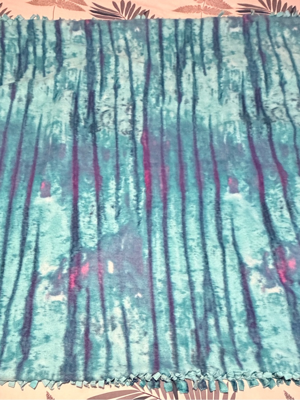 NWOT Teal & Purple “Sully” Tie-Dye Fleece Blanket - 53” x 53”